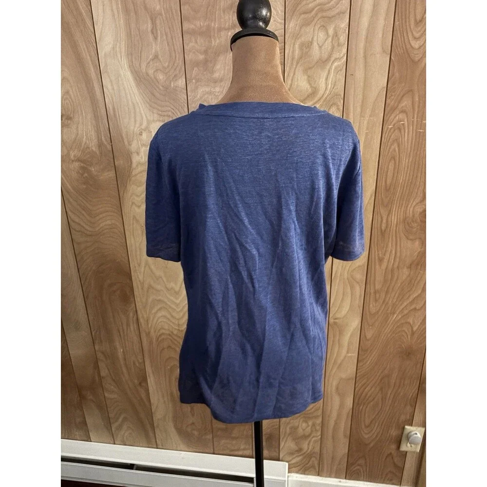 Tory Burch Women’s 100% Linen‎ Floral Short Sleeve T-shirt Size Medium M